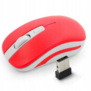 Mysz Bezprzewodowa Usb Myszka Do Komputera Laptopa Czerwono/biała