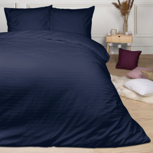 Pościel satyna bawełniana CIZGILI NAVY BLUE/140x200+1posz. 70x80 EXCLUSIVE
