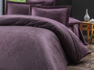 Pościel satyna bawełniana(P) SAL DARK LILA/160x200 LUXURY PREMIUM