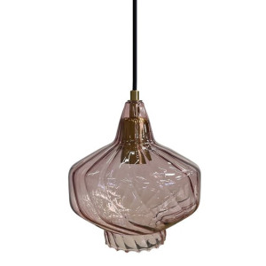 Lampa Wisząca Sufitowa Złota Oprawka Różowy Klosz