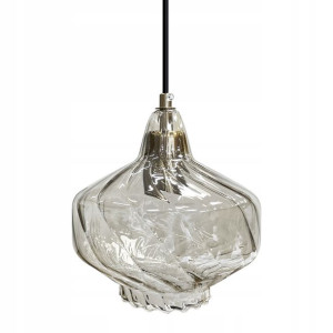 Lampa Wisząca Sufitowa Złota Oprawka Ciemny Klosz