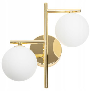 Lampa Ścienna Złoty Kinkiet Mleczne Klosze