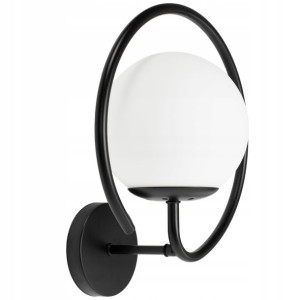 Lampa Ścienna Kinkiet Czarny Z Białym Kloszem