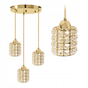 Lampa Wisząca Glamour Kryształowa Gold Złota