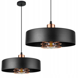 Lampa Wisząca Metalowa Czarna Nowoczesna Rose Gold