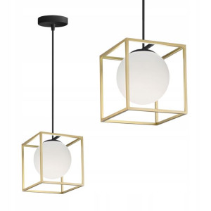Lampa Wisząca Szklana Czarna Nowoczesna Złota Gold