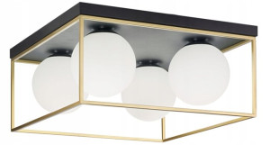 Lampa Sufitowa Plafon Metalowa Gold Mleczne Szkło