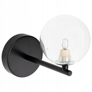 Lampa Ścienna Kinkiet Czarny Szklana Kula Black