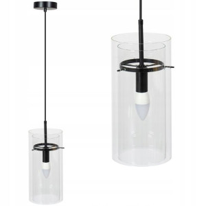 Lampa Wisząca Szklana Czarna Metalowa Nowoczesna