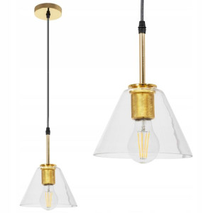 Lampa Wisząca Szklana Stożek Złota Nowoczesna