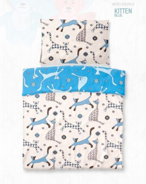 Pościel bawełna druk / KITTIES BLUE / 90x120 +1x 40x60