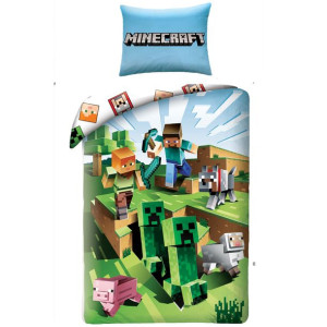 Pościel bawełna 140x200+1p70x90 Minecraft Creative