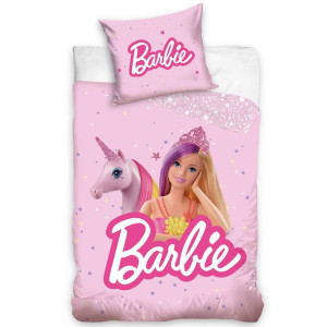 Pościel bawełna 100x135 + 40x60 Barbie i Jednorożec