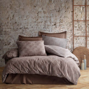 Pościel bawełniana HANNAH BROWN/220x200 COTTONLOVE JACQUARD