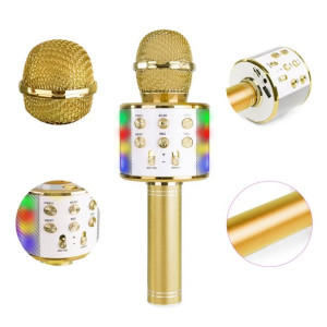 Mikrofon karaoke z głośnikiem BT MP3 REC LED