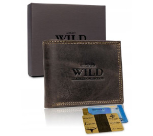 Skórzany męski portfel Wild N0035-CHM RFID