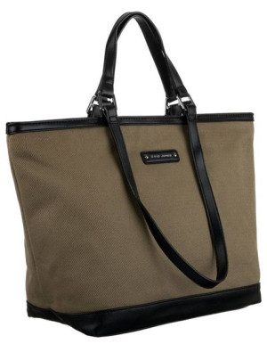 Pojemna, trapezowa shopperka damska z płóciennej tkaniny — David Jones