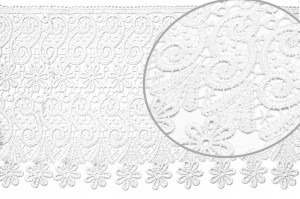 Taśma gipiura koronka ozdobna biała wys. 30 cm C