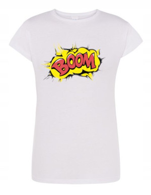 T-Shirt damski kolorowy nadruk BOOM r.XL