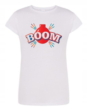 T-Shirt damski kolorowy nadruk BOOM r.XXL