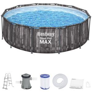 Bestway Basen stelażowy 366x100cm 8w1 drewno 5614X