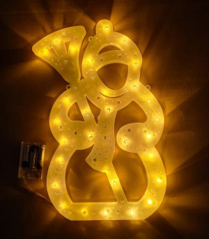 Ozdoba Led Na Baterie Bałwan Na Baterie Biały Ciepły Xxl 42cm