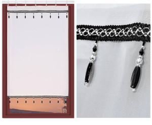 Firana ekran panel woal czarne koraliki 60 x 100 cm