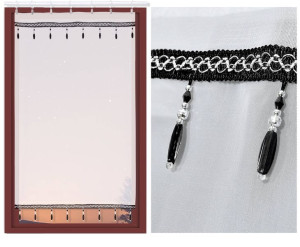 Firana ekran panel woal czarne koraliki 60 x 110 cm