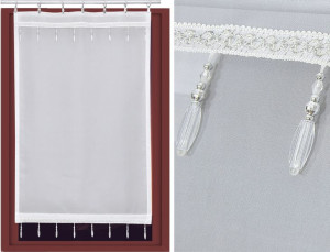 Firana ekran panel woal białe koraliki 60 x 100 cm