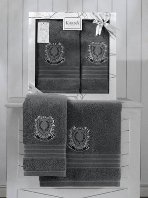 Ręcznik bawełniany frotte PAMES/3663/dark grey 50x90+70x140 kpl.
