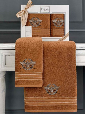 Ręcznik bawełniany frotte KAVELL/3676/mustard 50x90+70x140 kpl.