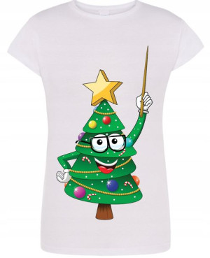 T-Shirt damski nadruk Choinka Święta R.XXL