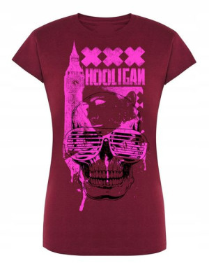 T-Shirt damski nadruk czaszka HOOLIGAN r. M