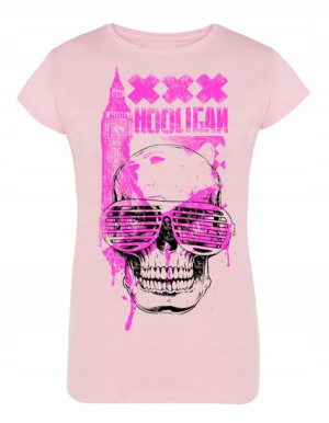 T-Shirt damski nadruk czaszka HOOLIGAN r. M