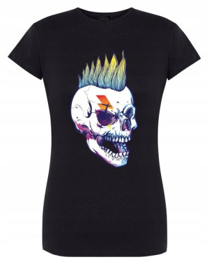 T-Shirt damski nadruk Czaszka Irokez r.M