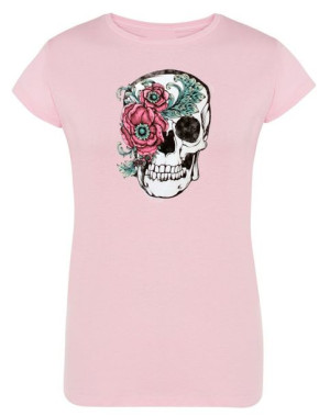 T-Shirt damski nadruk Czaszka z Kwiatami r.XXL