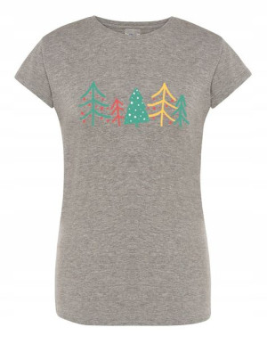 T-Shirt damski nadruk Drzewka Święta Choinka r.L