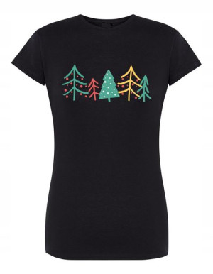 T-Shirt damski nadruk Drzewka Święta Choinka r.L