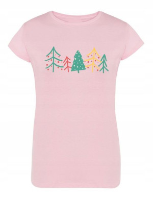 T-Shirt damski nadruk Drzewka Święta Choinka r.L