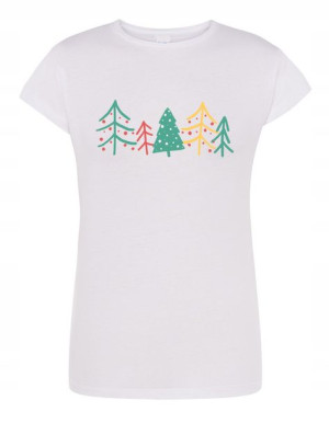 T-Shirt damski nadruk Drzewka Święta Choinka r.S
