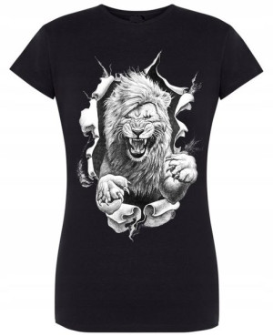 T-Shirt damski nadruk Dziki Lew r.L