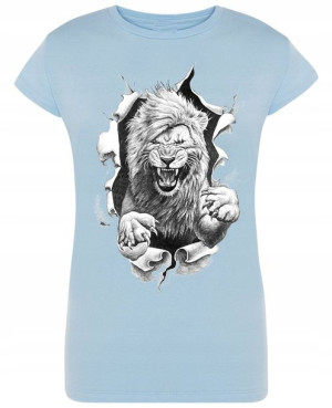 T-Shirt damski nadruk Dziki Lew r.S
