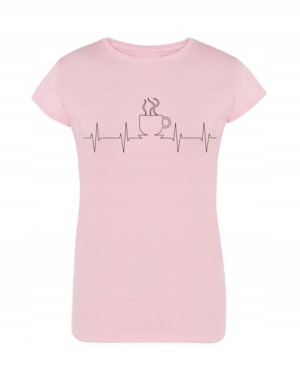 T-Shirt damski nadruk EKG love Kawa r.M