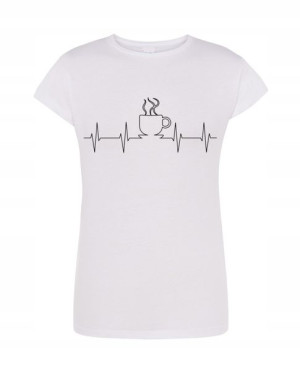 T-Shirt damski nadruk EKG love Kawa r.XL