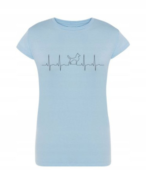 T-Shirt damski nadruk EKG love Pies r.S