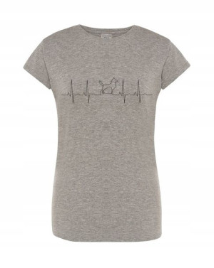 T-Shirt damski nadruk EKG love Pies r.S