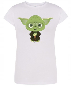 T-Shirt damski nadruk fun art zielony YODA r.M