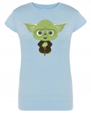 T-Shirt damski nadruk fun art zielony YODA r.XL