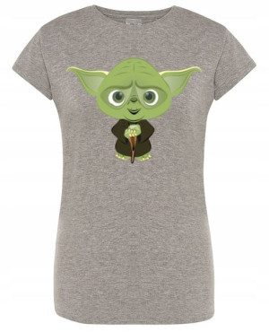 T-Shirt damski nadruk fun art zielony YODA r.XXL