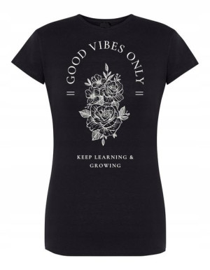T-Shirt damski nadruk Good Vibes Only KWIATY r.L